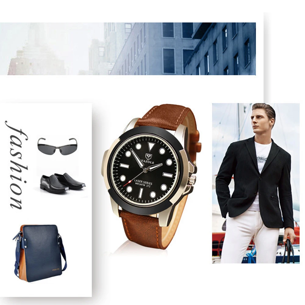 hot fashion role mens quartz watches leather strap 30meters waterproof casual watch for men luminous hands (22)