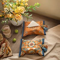 Retro Home Living Room Bedroom Multi-purpose Tissue Box, Aperextraction Box, Printed Pattern Fabric Car Tissue Paper Storage Box 1