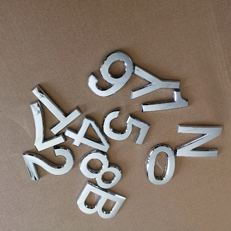 7 см, серебряная табличка номер, 3D буква алфавита и цифровой номерной знак табличка наклейка с самоклеющейся для двери