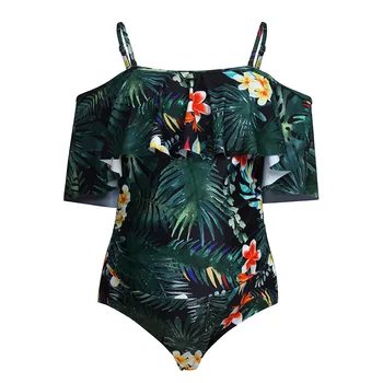 Trajes de baño de maternidad para Mujer, Bikinis con volantes y hojas, traje de baño de una pieza para Mujer, Bañadores de Mujer 2020