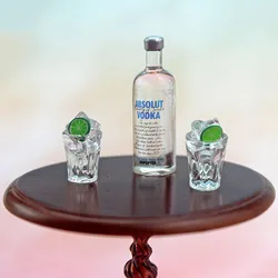Accessoires miniatures pour maison de poupée, Mini bouteille de Vodka en résine, ensemble de verres à vin, modèle de boisson, jouet de Simulation pour décoration de maison de poupée, 1/12 
