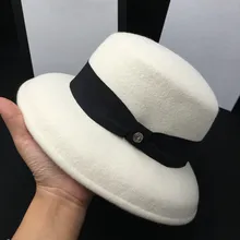 Новая шерстяная белая шляпа Дамы рыбак шляпа темперамент лицо маленький фетр шляпа