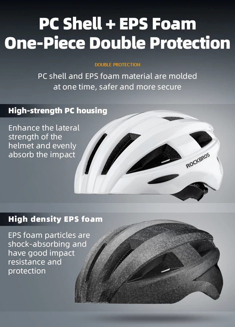 ROCKBROS Cycling Helmet With Smart Tail Light Integrally-mold LED Lighting Reflective Alert EPS+PC MTB Bike Bicycle Helmets