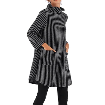 

Hot Women High-necked Ruffled Sweater Loose Large Size Long Fashion Sweater A66