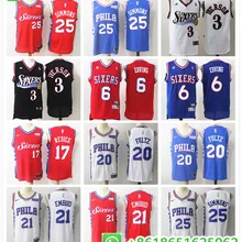 Филадельфия Бен Симмонс Joel Embiid Allen Iverson Markelle Fultz Julius Erving майки для мужчин BHR01