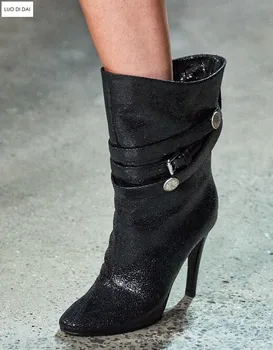 

2020 new women fashion ankle boots stilettos booties patent leather women show boots ladies point toe party boots slip on
