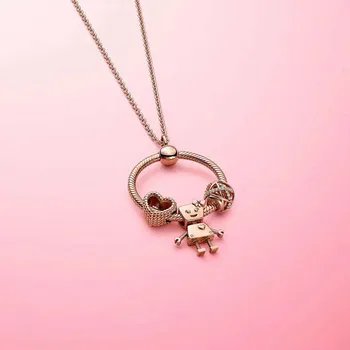 

The new 100% 925 sterling silver 1: 1 rose gold mermaid letter O pendant necklace female