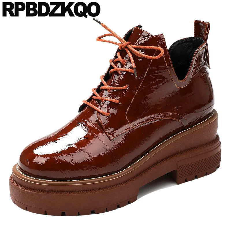 patent leather platform booties