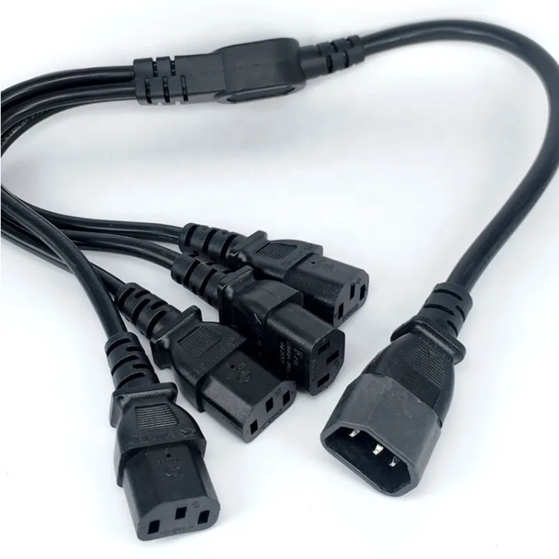 

High Quality IEC 320 C14 Male Plug to 4XC13 Female Y Type Splitter Power Cord , C14 to 4 x C13, 250V/10A
