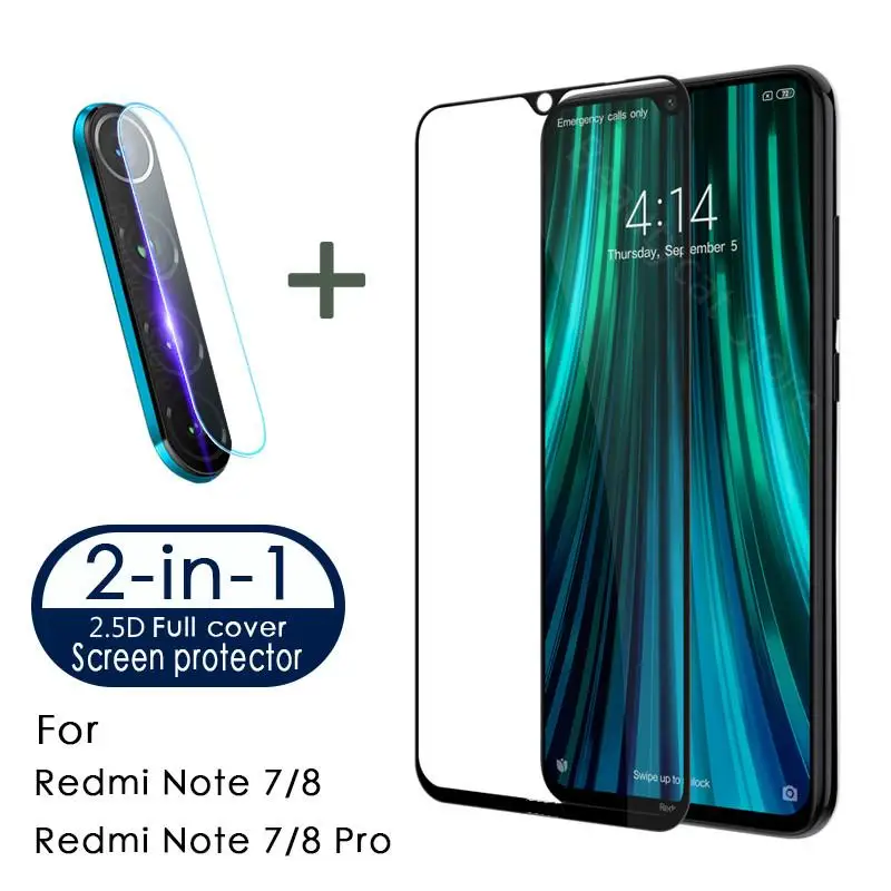 Стекло для объектива камеры 2 в 1 Xiaomi Redmi 8 8A Note Pro полностью клеящееся покрытие