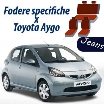 

COPRISEDILI AUTO TOYOTA AYGO FODERE SPECIFICHE JEANS BLU SEDILE POSTERIORE UNICO