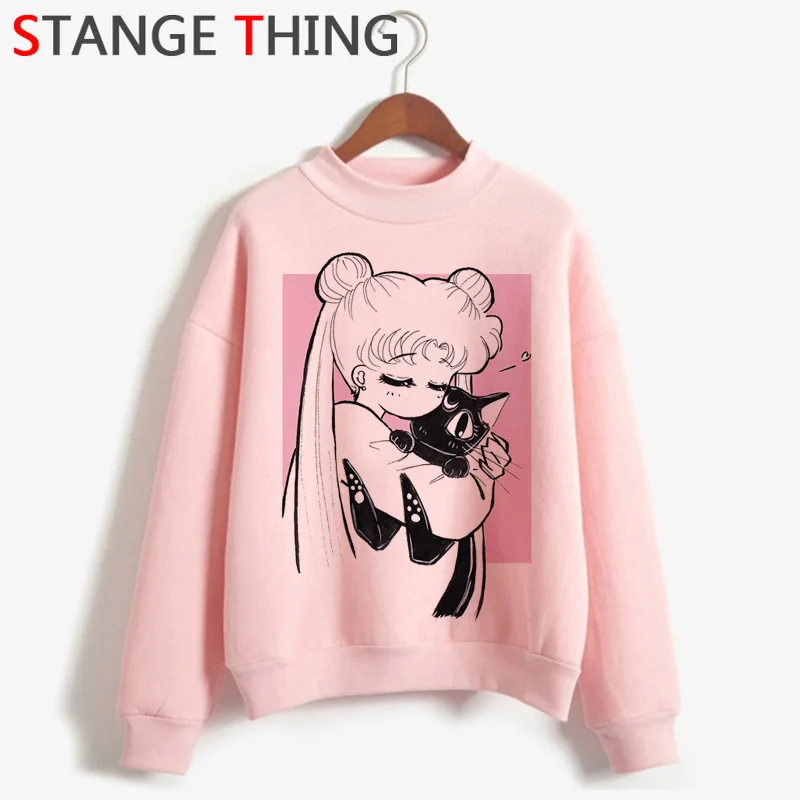 Сейлор Мун Усаги Kawaii мультфильм Толстовка для женщин Harajuku Ullzang Забавный Печатный Свитшот японский аниме милый худи с котом женский - Цвет: 9881