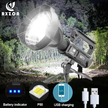 

Super bright LED P50 Bead Spotlights Glare outdoor portable lamp camping rechargeable led searchlight patrol powerful lantern