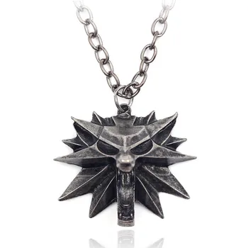 

Hot Sale Pendant Wizard Witcher 3 Medallion Pendant Necklace Wolf Head Necklace U Pick Color Halloween Necklace Pendants