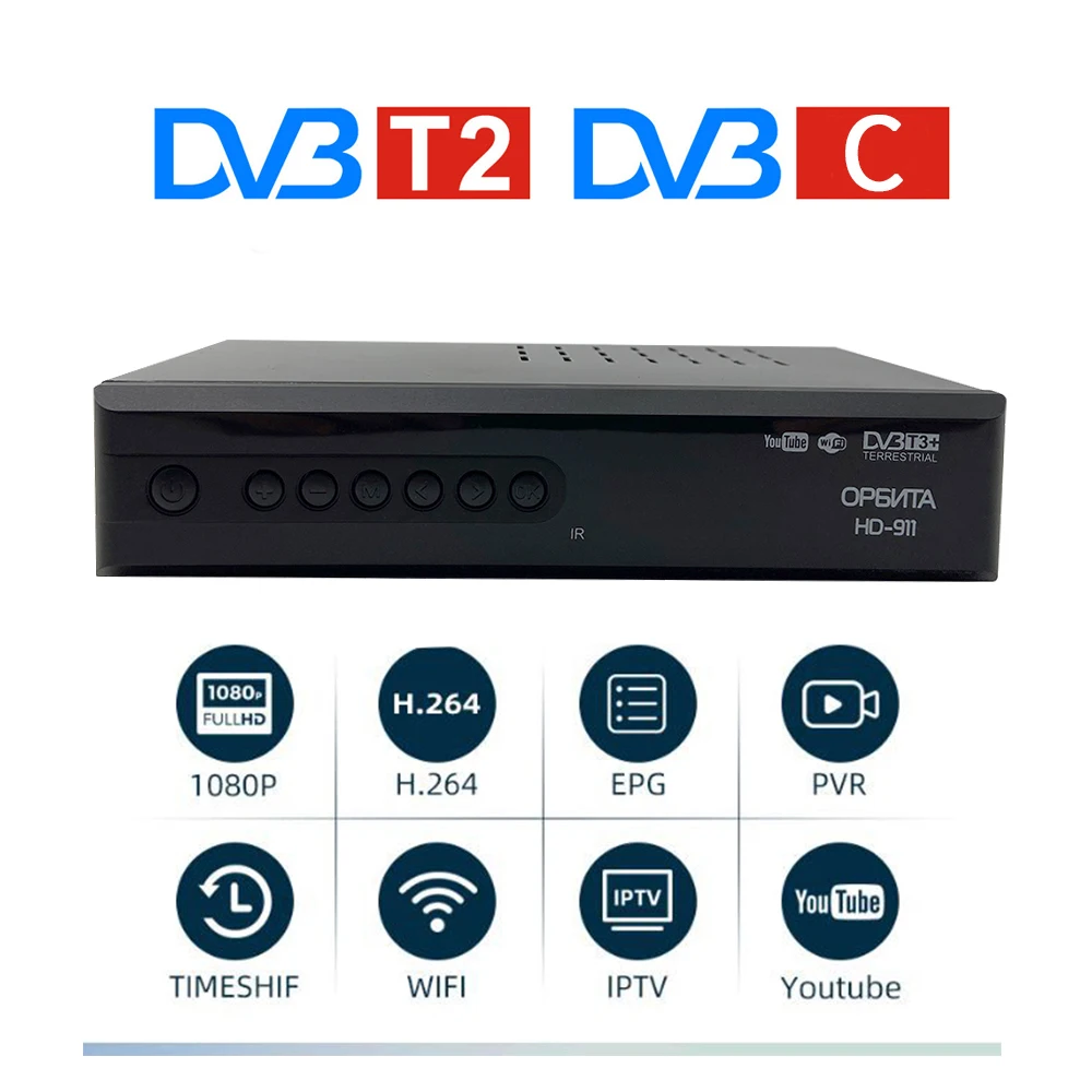DVB-T2 DVB-C цифровой ТВ-приемник FTA для России H.264 Youtube Full HD ТВ-тюнер рецептор DVB T2 USB Wifi TDT цифровая телеприставка