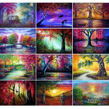 

Colorful Tree DIY 5D Full Drill Diamond Painting Embroidery Cross Stitch Decor Q6PE