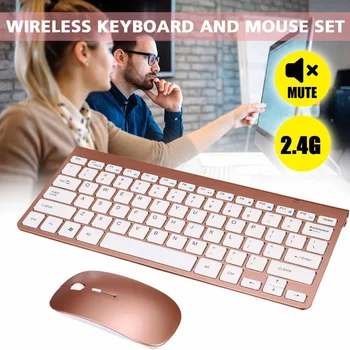 

2.4G Wireless Keyboard Mouse Set Ultra-Slim Keyboard Combo For Android IOS Laptop Notebook Macs Desktop TV Box Office Supplies