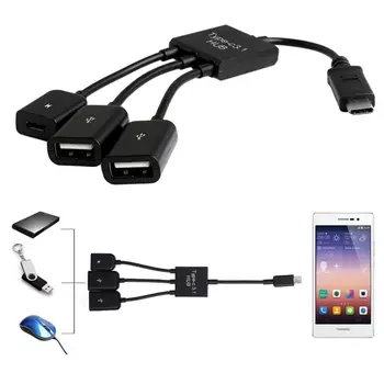 

3in1 USB 3.1 Type-C To Micro USB 2.0 Power Charging Host OTG Hub Cable Adapter N1HD