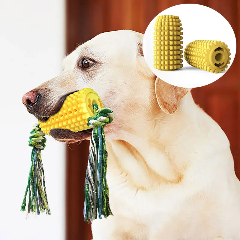 

Яркие жевательные игрушки для собак, устойчивые к укусам Домашние животные, интерактивные аксессуары, кукурузная веревка, здоровые зубы моляра, резиновая игрушка, все для собак