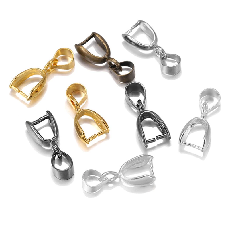 

20pcs Gold Sliver Color Pendant Clip Pendant Clasp Pinch Bail Connectors Bail Beads Jewelry Findings Accessories Copper Material