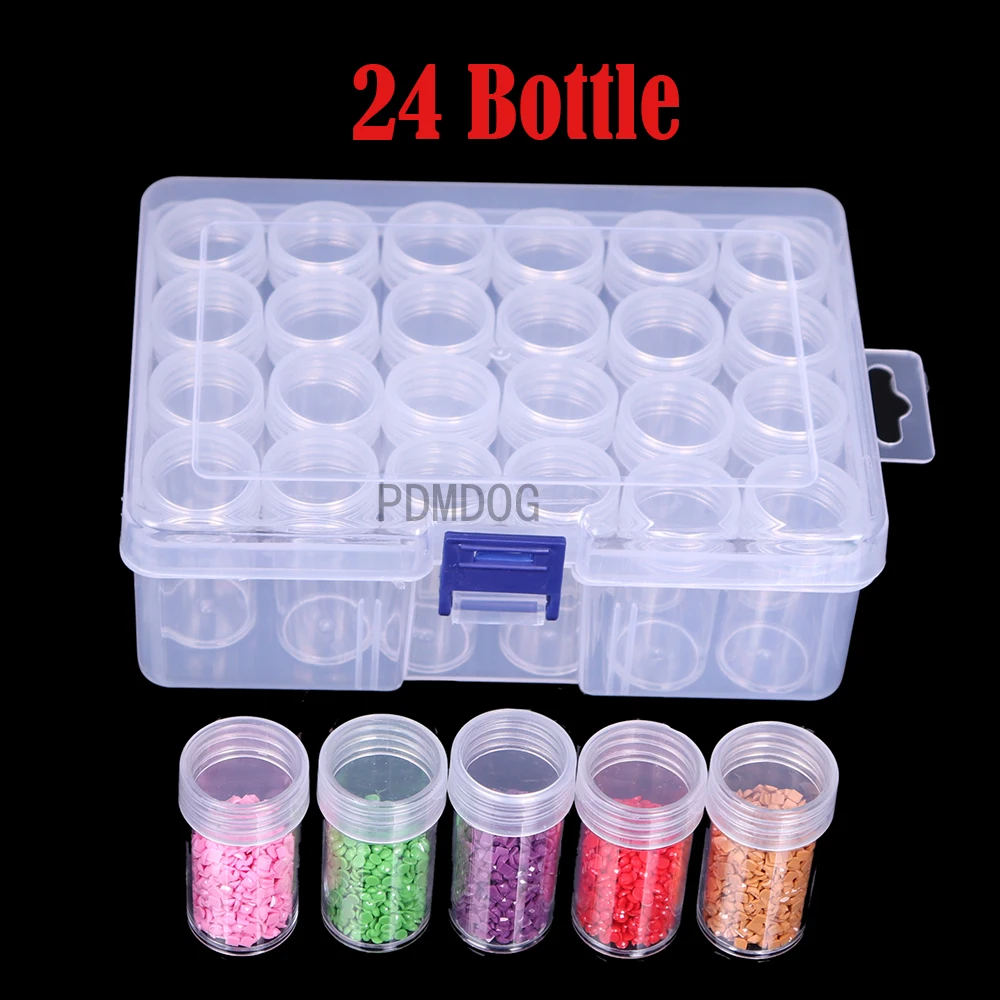 24/60 Grid Diamond Painting Storage Box Round Bottles Drill Beads Art Kit  Tool