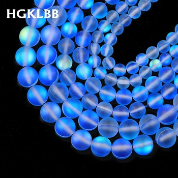 

Natural Stone Matte Blue Flash Crystal MoonStone Glitter Round Loose Beads For Jewelry Making DIY Bracelets Necklace 6/8/10mm