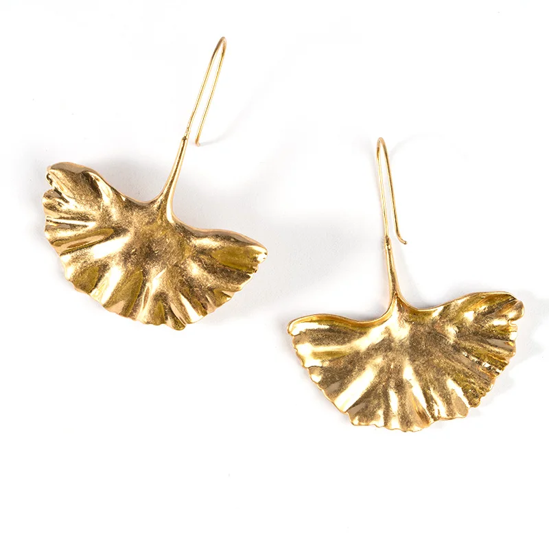 Simple Gold Color Metal Leaf Drop Earrings For Women 2021 Bohemian Large Dangle Earring Big Alloy Pendant Drop Earrings Punk