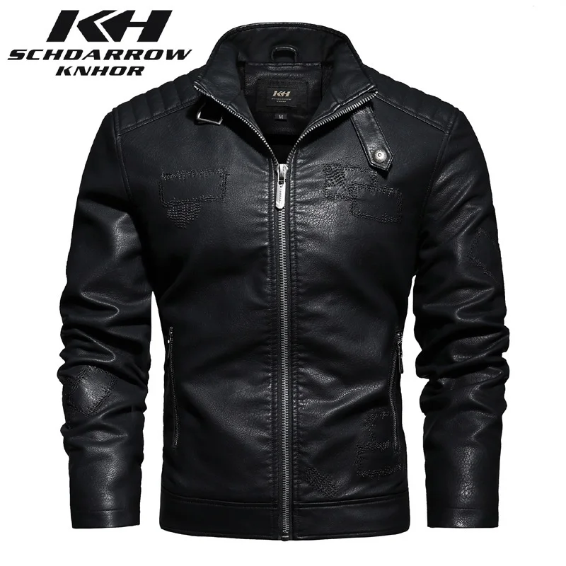 New Arrival Men Leather Jacket Men's Autumn Winter PU Leather Jacket High Quality Casual Embroidery Patch Motorcycle Jacket Male