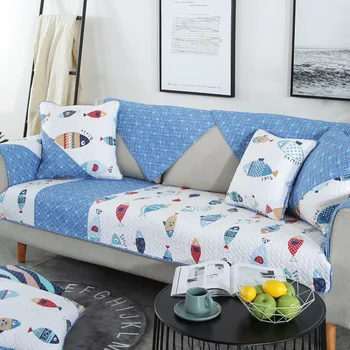 

Cotton Sofa Mat Non-slip Couch Covers For Sofas Living Room Cushion Cover 3-seater Cartoon Printed Sofa Slip Cover Home Decor