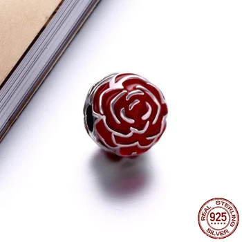 

925 Sterling Silver Beads Red Rose Clip Charms Beads Fit Original Pandora Bracelets Women Diy Jewelry For Women Men Diy Making
