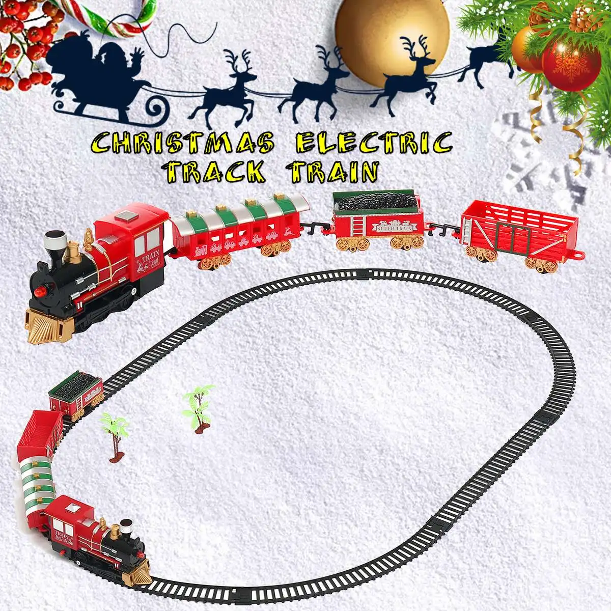 Рождественский Электрический Железнодорожный вагон игрушечный поезд детская игрушечная Беговая железная дорога набор железнодорожных поездов гоночный дорожный транспорта здание подарок