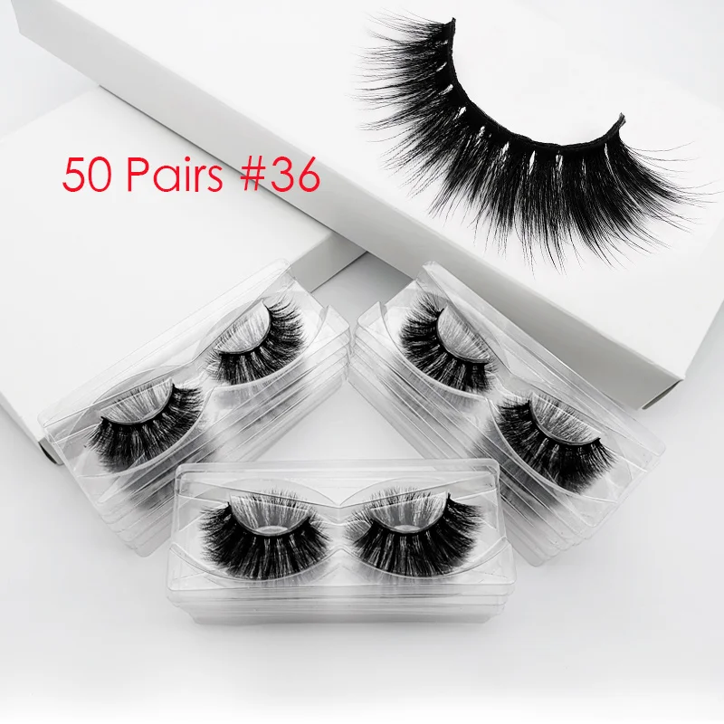 50 pairs 36W 50 шт оптом накладные ресницы 3d норковые ресницы натуральные норковые ресницы пушистые накладные ресницы норковые ресницы оптом - Color: 50 pairs 36W