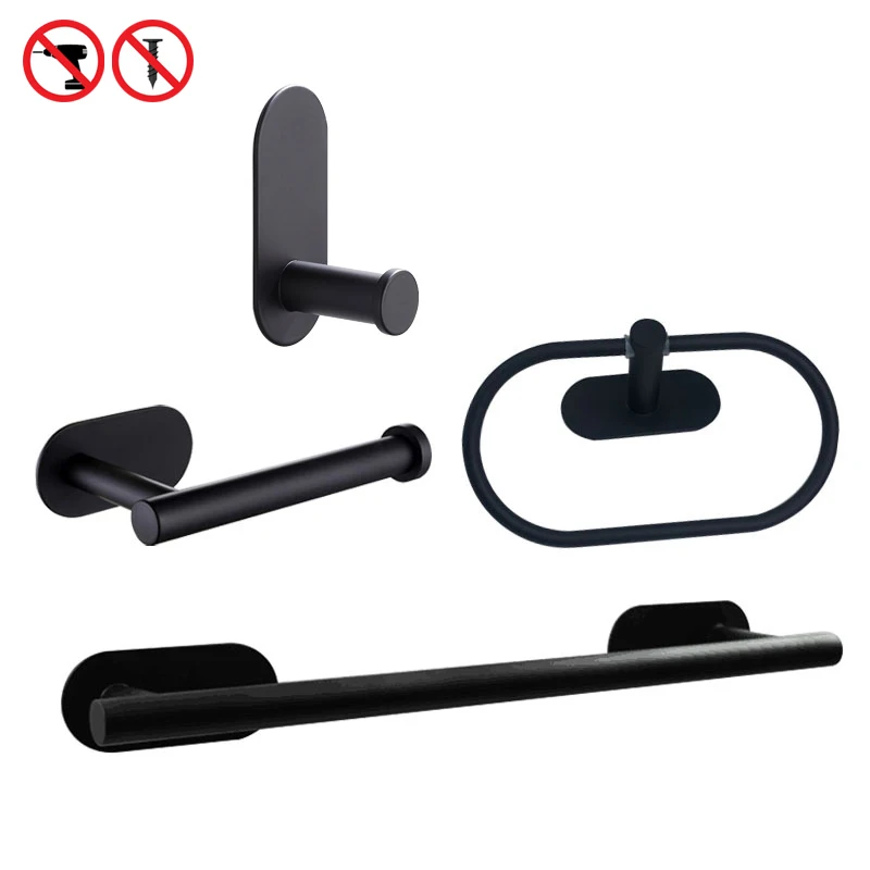 Brushed Gold Bathroom Hardware Set - Robe Hook, Towel Bar, and Toilet Paper Holder