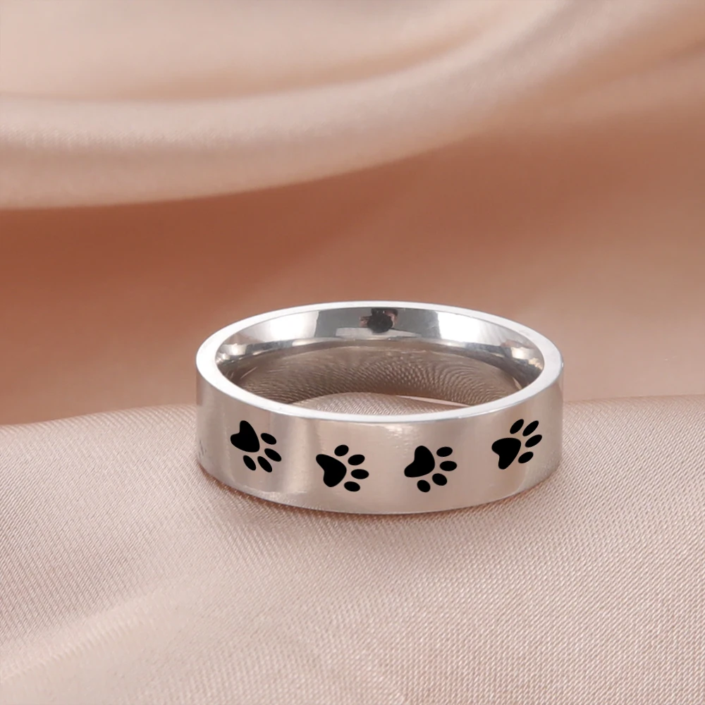 Anillo De Plata De Ley 925 Con Huella De Mascota - Personalizable Con Nombre, Regalo Para Amantes De Animales
