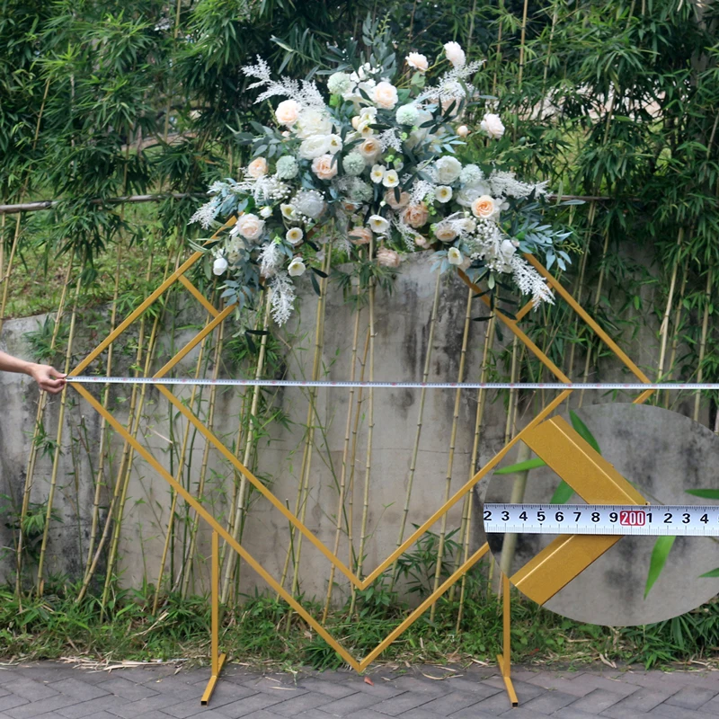 JAROWN Wedding Arch Rhombus Shelf Backdrop Frame Quadrilateral Geometry Flower Stand Shooting Props Wedding Arrangement Decor (9)