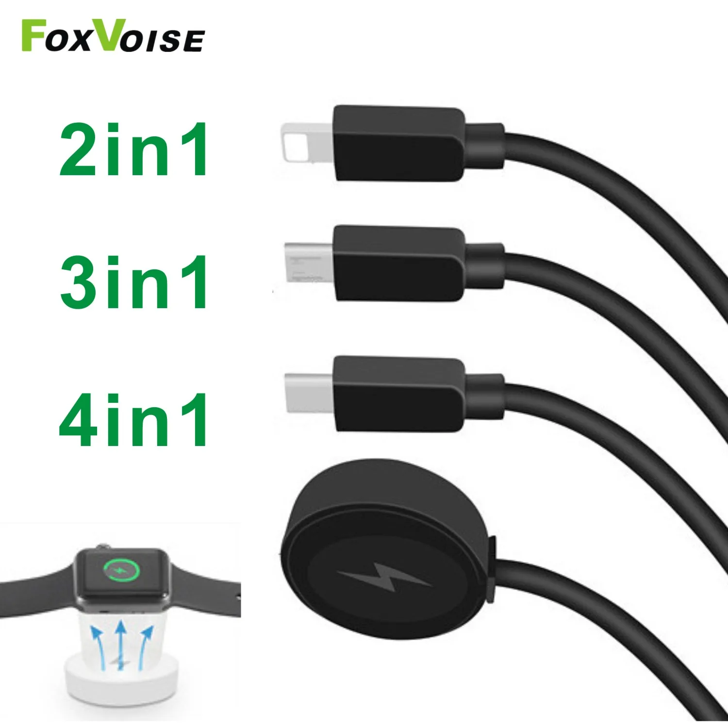 Phone Charger Fast Charging Smartwatch Dock USB Data Cable Micro Type-C Magnetic 4 in1,3in1,2in1 For iphone Apple Watch iWatch