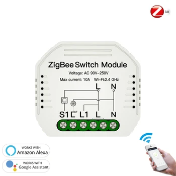 

Mini Tuya ZigBee Smart Light Switch Module Smart Life / Tuya Remote Control Work With Alexa Google Home Smart Home