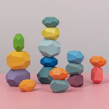 

Children's Wooden Colored Stone Building Block Interactive Educational Toy Stacking Game Home Decoration 1