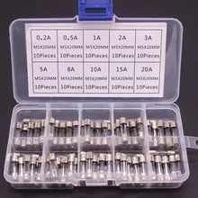 

100Pcs 5*20mm Glass Fuses Combination 0.2A-20A 250V 5mm X 20mm Fast-acting Electric Glass Fuse Set Electrical Equipment