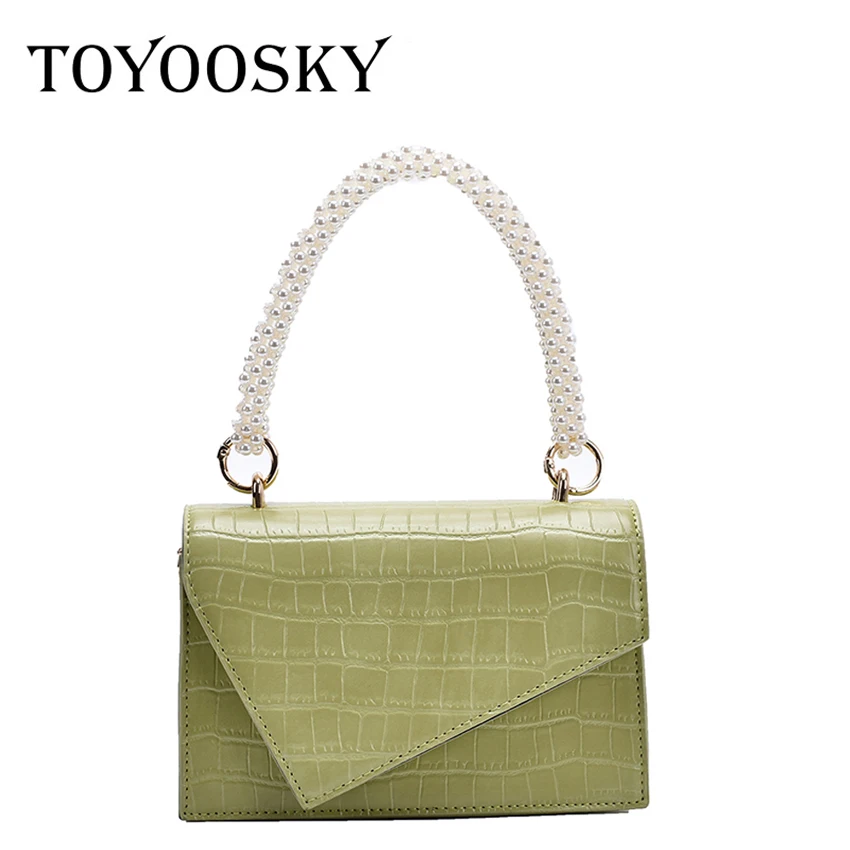

TOYOOSKY Pearl Handle Small PU Leather Crossbody Bags For Women 2020 Elegant Solid Color Shoulder Handbags Female Travel Totes