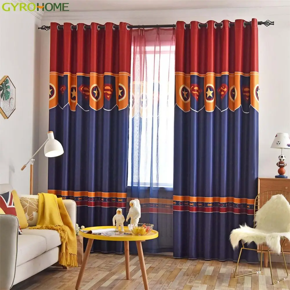 

Captain America Shield Curtains Super Hero Curtain for Boys Bedroom Living Room Cartoon Drapes