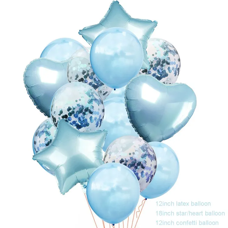 LAPHIL мальчик девочка 2-й день рождения воздушные шары синий розовый воздушный шар из фольги с днем рождения 2-й день рождения украшения Дети гелиевый конфетти шар - Цвет: 14pcs blue ballons