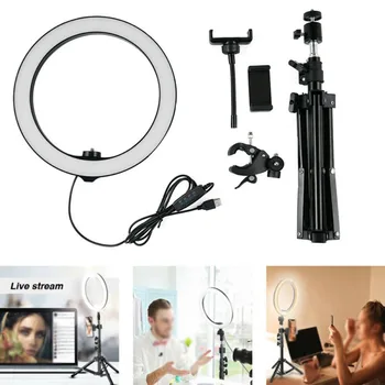 

26cm LED Ring Light Anchor Selfie Photography Tripod Stand Phone Holder Clip Fit For Phone For 3.5-6.5inch