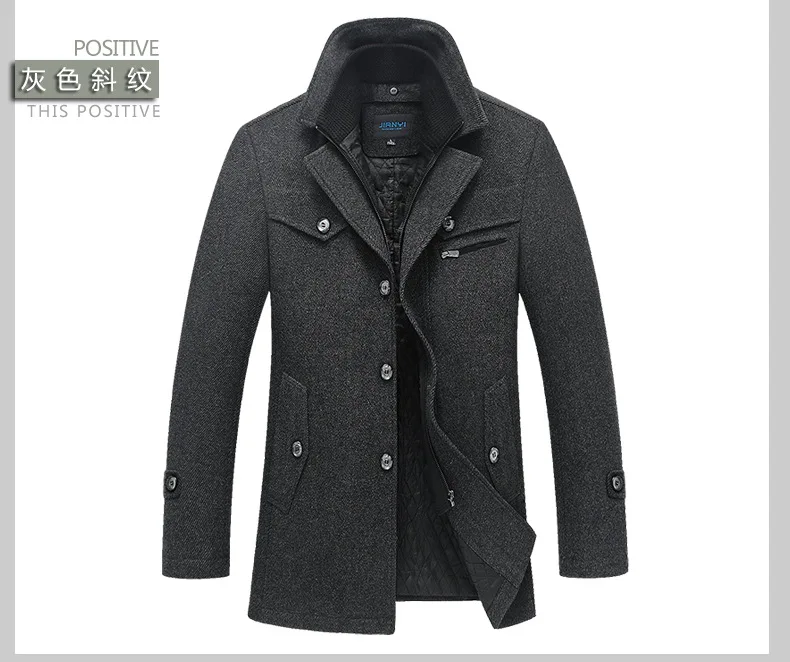 Popular High-grade new men's fashion coat thicken keep-warm wool blended coat double collar coat business casual banquet no-iron soft