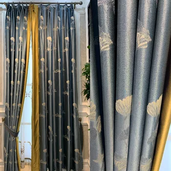 

Factory High-End New Chinese Polyester Cotton Jacquard Curtain Window Shade Cloth Living Room Bedroom Zero Scissors Wholesale