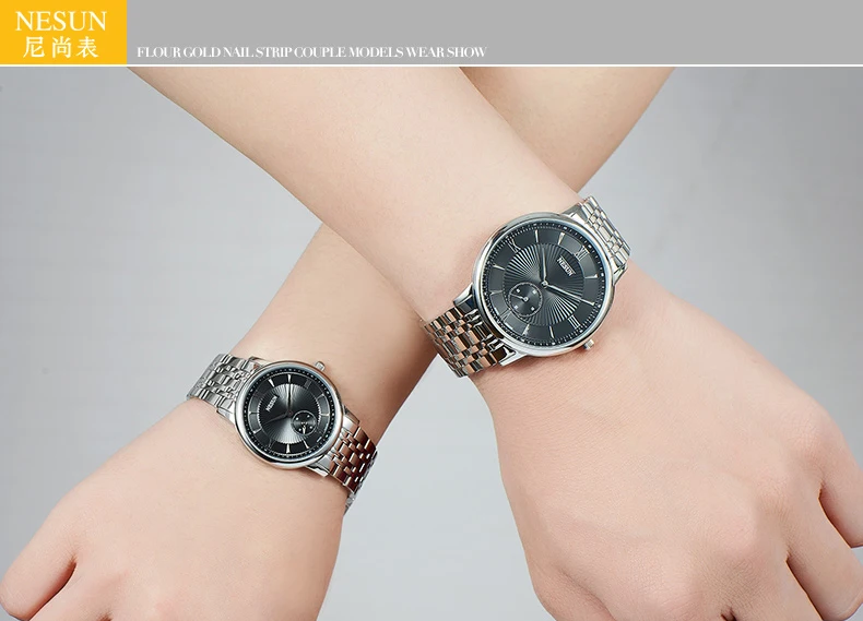 Nesun Швейцария Элитный бренд часы Для женщин Япония кварцевый механизм MIYOTA Для женщин часы Нержавеющая сталь парные наручные часы из часы N8501-SW1