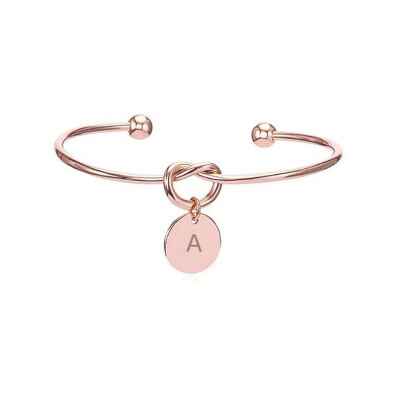 Wedding Bridesmaid Romance Guests Girlfriend Gifts Souvenir Day Favors Shower Bracelet Initial Valentines Presents Party - Габаритные размеры: Rose gold