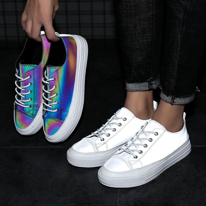 

Canvas Chameleon Reflective sneakers Men Loafers Breathable Casual Shoes Soft lace up Flats Male Footwear Summer Outdoor shoes