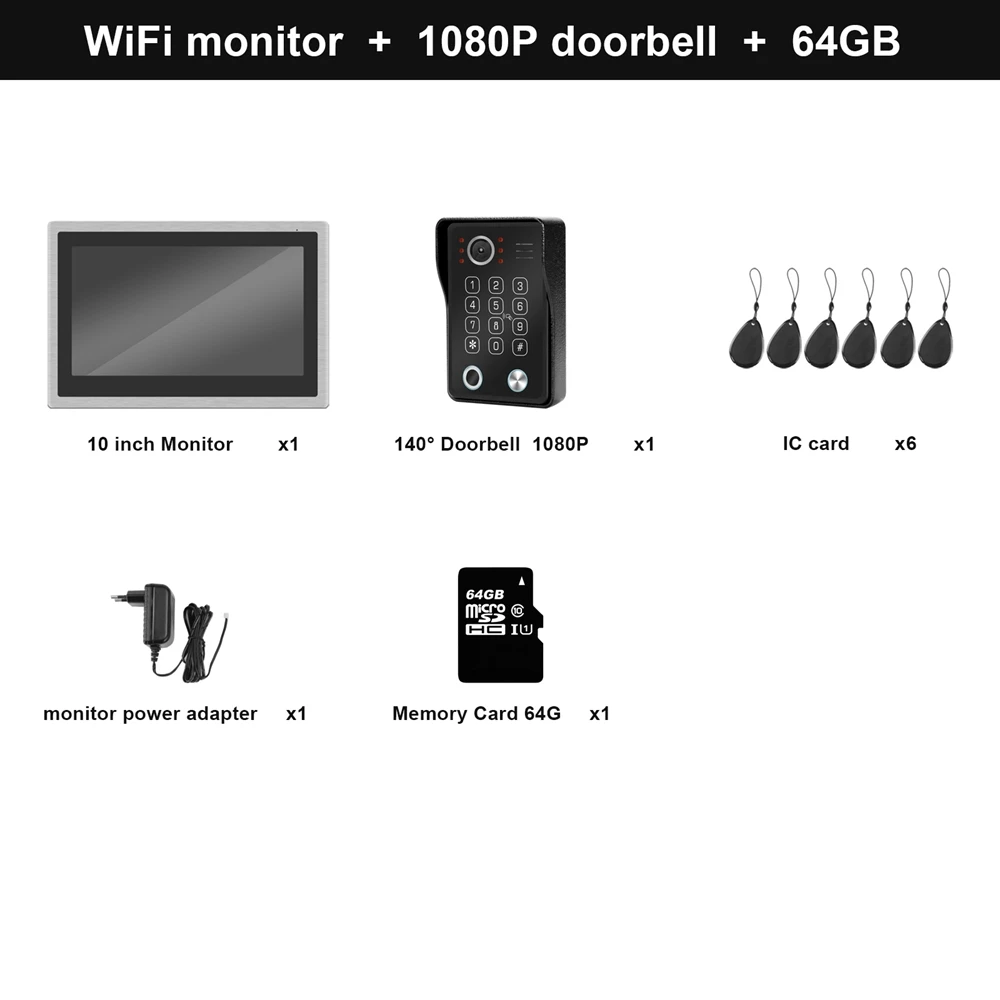 HomeFong Wireless Video Intercom for Home IP Video Doorbell Fingerprint Unlock  HD 10 inch Touch Screen Wifi Intercom System Kit intercom doorbell Door Intercom Systems