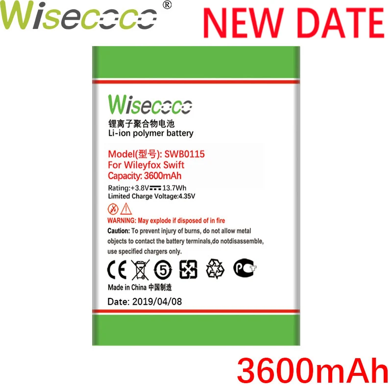 

WISECOCO 3600mAh SWB0115 Battery For Wileyfox Swift Mobile Phone In Stock Latest Production High Quality Battery+Tracking Number